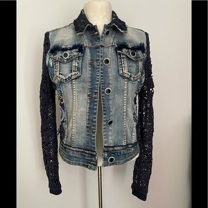 Desigual Denim Lace Sequin Jacket